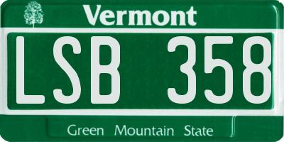 VT license plate LSB358