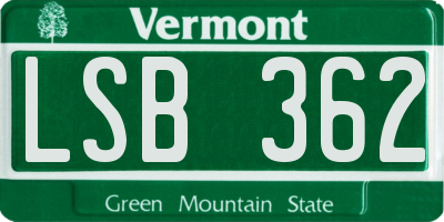 VT license plate LSB362