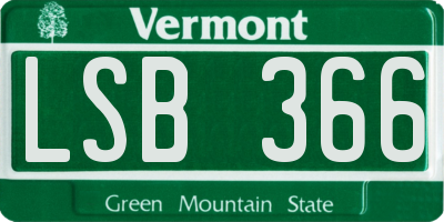 VT license plate LSB366