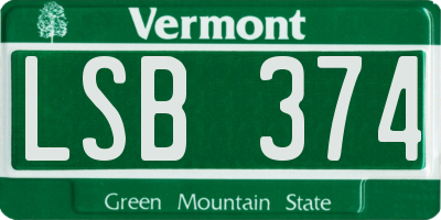 VT license plate LSB374