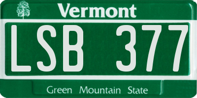 VT license plate LSB377