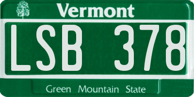 VT license plate LSB378