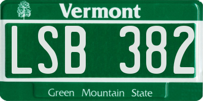 VT license plate LSB382