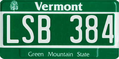 VT license plate LSB384