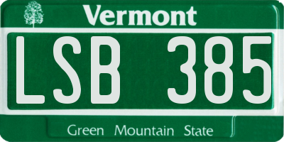 VT license plate LSB385