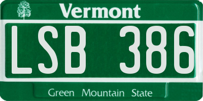 VT license plate LSB386