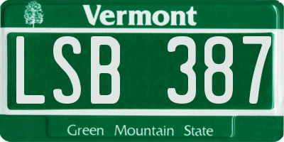 VT license plate LSB387