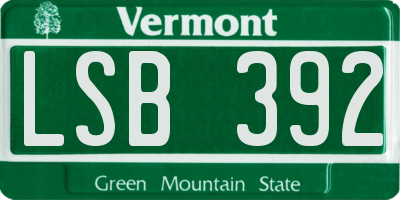 VT license plate LSB392