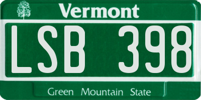 VT license plate LSB398