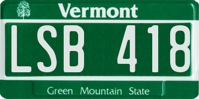 VT license plate LSB418