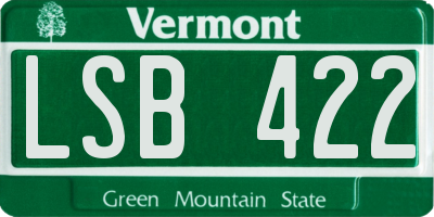 VT license plate LSB422