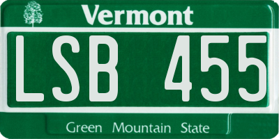 VT license plate LSB455