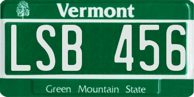 VT license plate LSB456