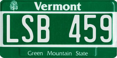 VT license plate LSB459