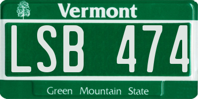 VT license plate LSB474