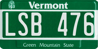 VT license plate LSB476