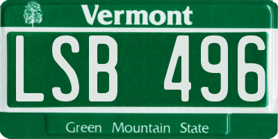 VT license plate LSB496