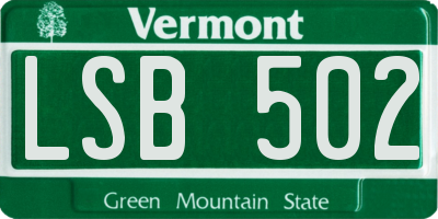 VT license plate LSB502