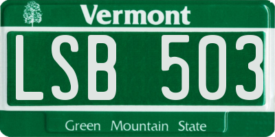 VT license plate LSB503