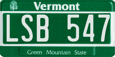 VT license plate LSB547