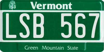 VT license plate LSB567