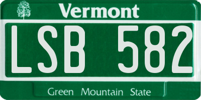 VT license plate LSB582