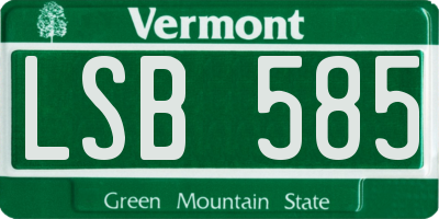 VT license plate LSB585