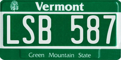 VT license plate LSB587