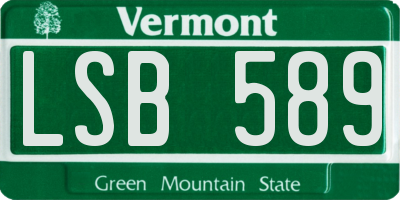VT license plate LSB589