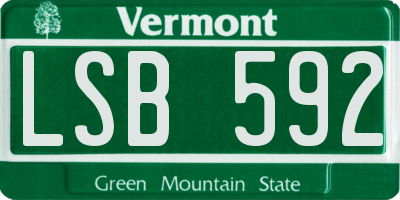 VT license plate LSB592