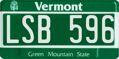 VT license plate LSB596