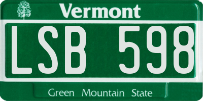 VT license plate LSB598