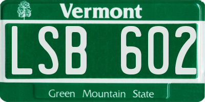 VT license plate LSB602