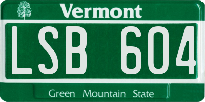 VT license plate LSB604