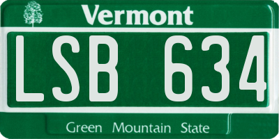 VT license plate LSB634