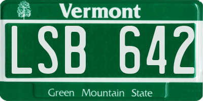VT license plate LSB642