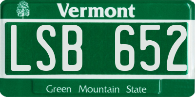 VT license plate LSB652