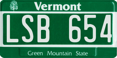 VT license plate LSB654