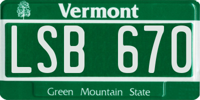 VT license plate LSB670