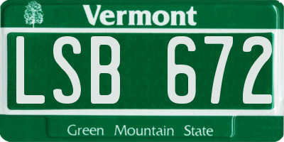 VT license plate LSB672