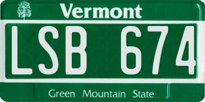 VT license plate LSB674