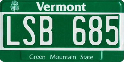 VT license plate LSB685