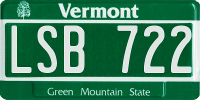 VT license plate LSB722