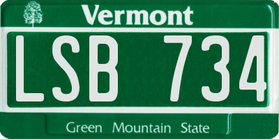 VT license plate LSB734