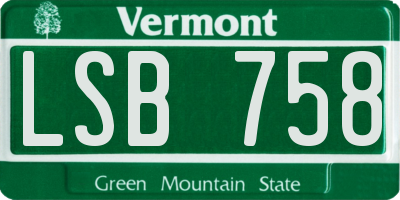 VT license plate LSB758