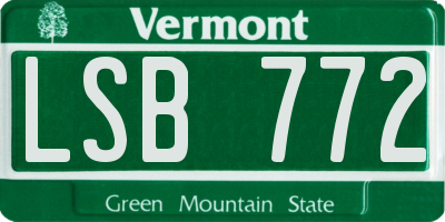 VT license plate LSB772
