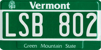 VT license plate LSB802