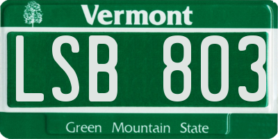 VT license plate LSB803