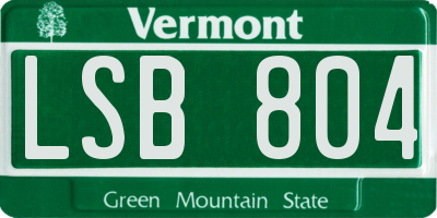 VT license plate LSB804