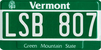 VT license plate LSB807